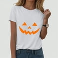thumbnail image 2 of Towmus Women's Pumpkin Face T-Shirt Funny Halloween Lantern Shirt for Women Cute Graphic Tees, 2 of 5