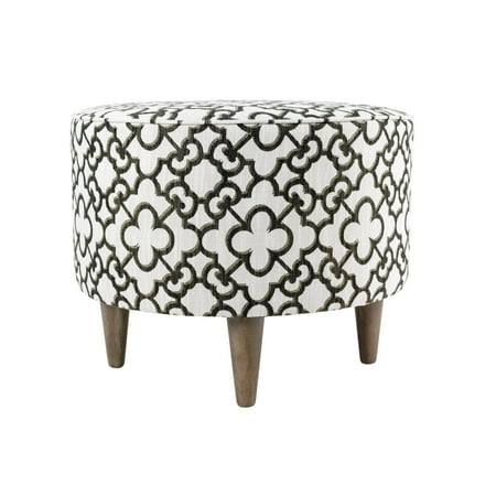 Pattern Upholstered Ottoman - Sole Designs Sophia Collection Audet Series Upholstered Ottoman with Quatrefoil Pattern