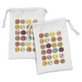 thumbnail image 1 of Dessert Fabric Pouch Set of 2, Bakery Themed Photo of Top View Colorful Delicious Donuts with Different Toppings, Drawstring Bag for Toiletries Masks and Favors, 9" x 6", Multicolor, by Ambesonne, 1 of 2