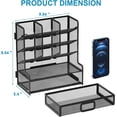 thumbnail image 4 of Larger Mesh Desk Organizer with Drawer, Multi-Functional Pen Pencil Holder, Easy Assembly, Desk Organizers and Accessories for Office Art Supplies (White), 4 of 8