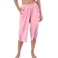 thumbnail image 1 of Pantalones capri deportivos lisos y sexys para mujer: cintura alta, pierna ancha, corte holgado y cómodo, 3 colores: blanco, negro y caqui. Tallas: S-XXL., 1 of 4
