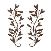 DecMode Brown Metal Vine Leaf Wall Decor (2 Count)