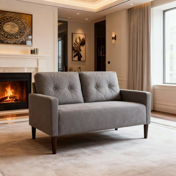 Gewnee Dark Gray Modern Loveseat - 51.2 Inch, Space-Saving & Sturdy Frame - Ergonomic Comfort for Bedroom, Office, Small Spaces