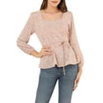 thumbnail image 1 of Unique Bargains Blouse à Manches Longues à Encolure Carrée à Fleurs pour Femmes, 1 of 6