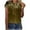 Khaki, variant on Ikevan Womens T-Shirts Fashion Casual Round-Neck Digital Print Short Sleeve Tops Blouse