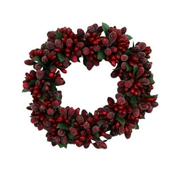 6-inch christmas red beaded berry wreath candlering candle ring ornament