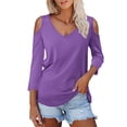 thumbnail image 2 of Womens Tops 3/4 Length Sleeve Tops Neck Casual Print Tunic T Shirts Three Quarter Length Tops Blouses For Women, 2 of 7