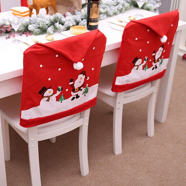 Chaise de Décoration de Noël Couvre Siège à Manger Santa Claus Xmas Party Chaise à Manger Arrière Protecteur