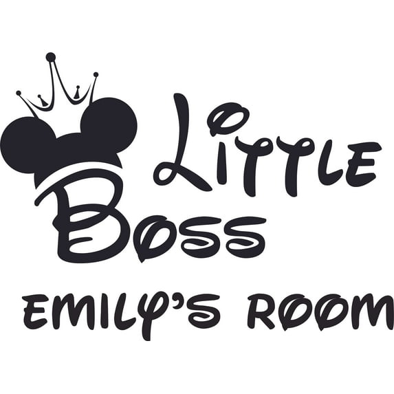 Little Boss Cartoon Design Customized Name Wall Decal - Custom Vinyl Wall Art - Personalized Name - Baby Girls Boys Kid Bedroom Wall Decal Room Decor Stickers Decoration Size (30x27 inch)