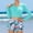 Green, variant on CUZIBR Girls Two Piece Swimsuits Long Sleeve Solid Color V-Neck Front Cross Upf 50 Sun Rash Guard Crop Tops High Waist Floral Print Swim Shorts Beachwear Comfortable Bathing Suit,Green,6-7 Years