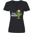 thumbnail image 3 of Inktastic Feliz Navidad Christmas Cactus in Santa Hat Women's V-Neck T-Shirt, 3 of 5