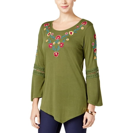 - NY Collection Womens Lace Bell Sleeves Tunic Top
