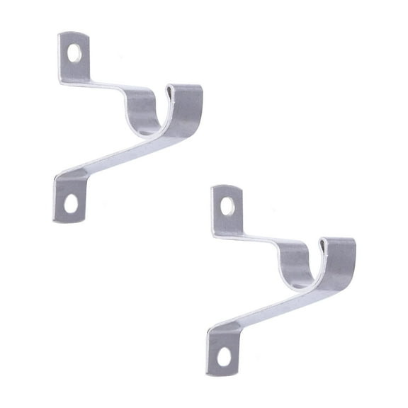 Kenney Steel Café Curtain Rod Mounting Brackets, Set of 2, Silver Finish