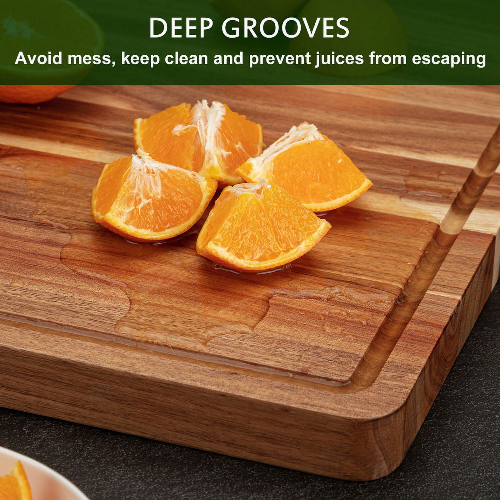 Wooden Cutting Boards for Kitchen, 24" x 18" Large Cutting Board with Juice Groove and Side Handle