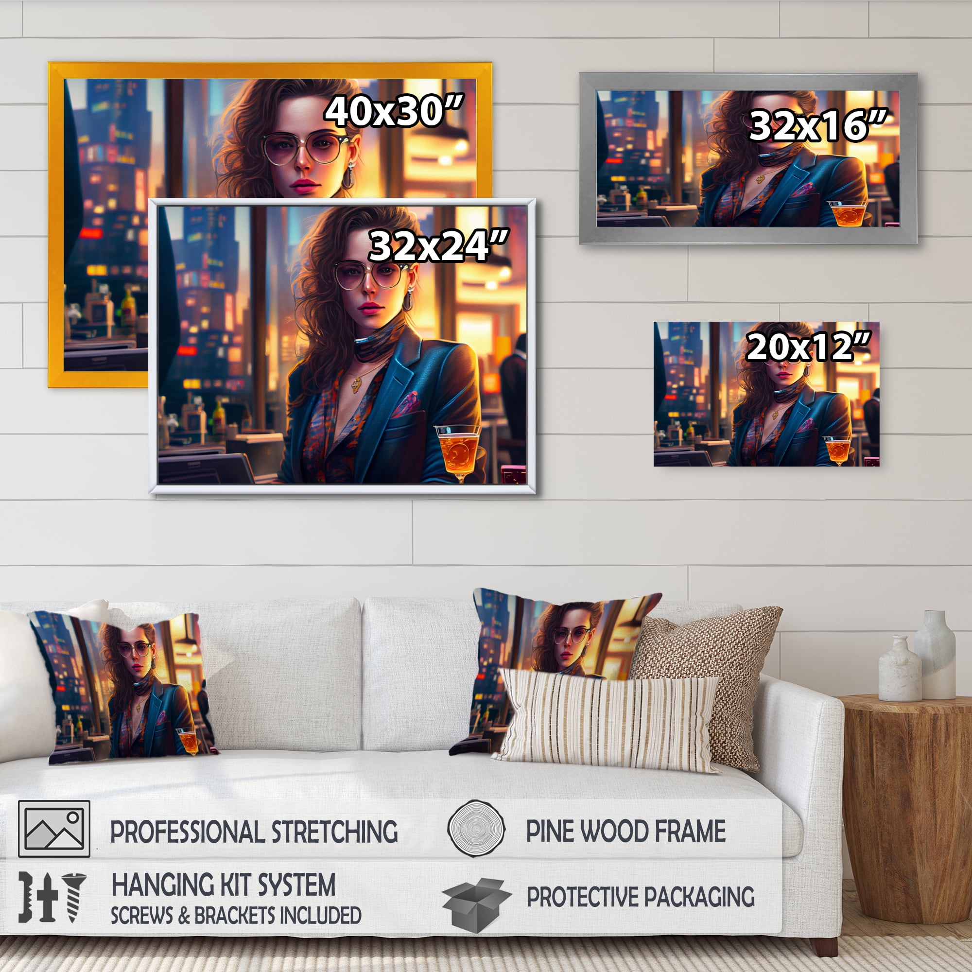 Designart Photorealistic Of Woman Sitting At Bar Canvas Wall Art