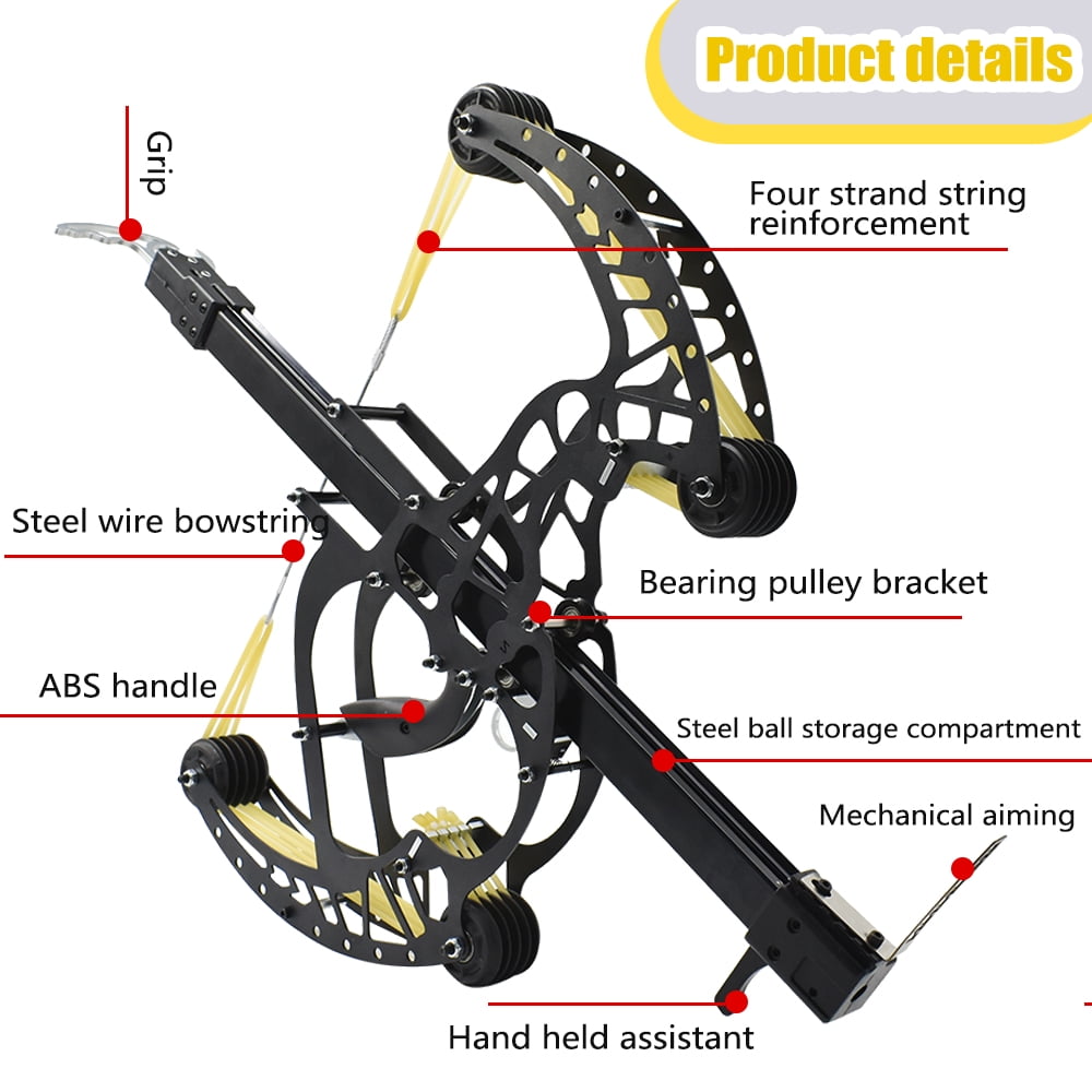 Runzkzy Mechanical Compound Bow with Steel Ball Crossbow and Long Rod Recurve Design for Hunting and Archery