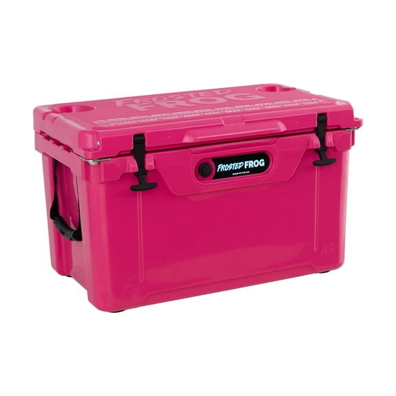 USA Made Frosted Frog Pink 45 Quart Ice Chest Heavy Duty High Performance Roto-Molded Cooler