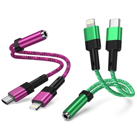 iPhone Headphone Adapter,2Pack 2 in 1 USB Type C&IOS to Aux Dongle Cord 3.5mm Female Jack Adapter Converter Earbuds Splitter Adaptor Audio Jack Cable Compatible with iPhone 16 15 14 Android Samsung