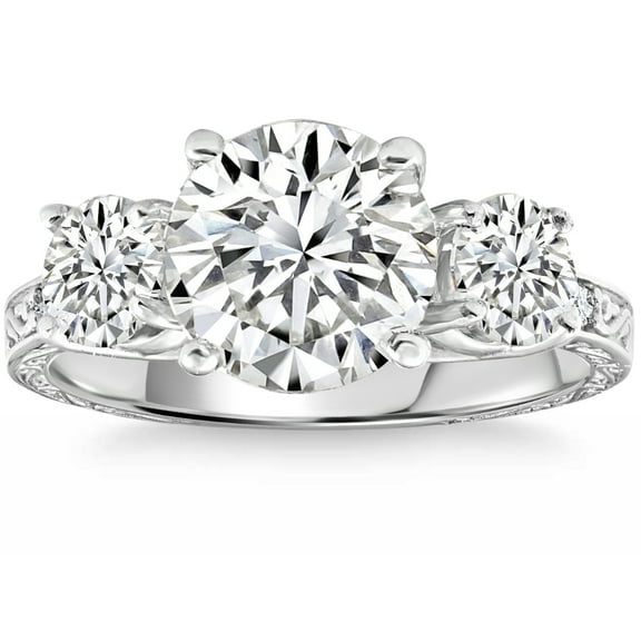 Pompeii Certified 3.58Ct Designer Engagement Round Diamond Ring White Gold Lab Grown