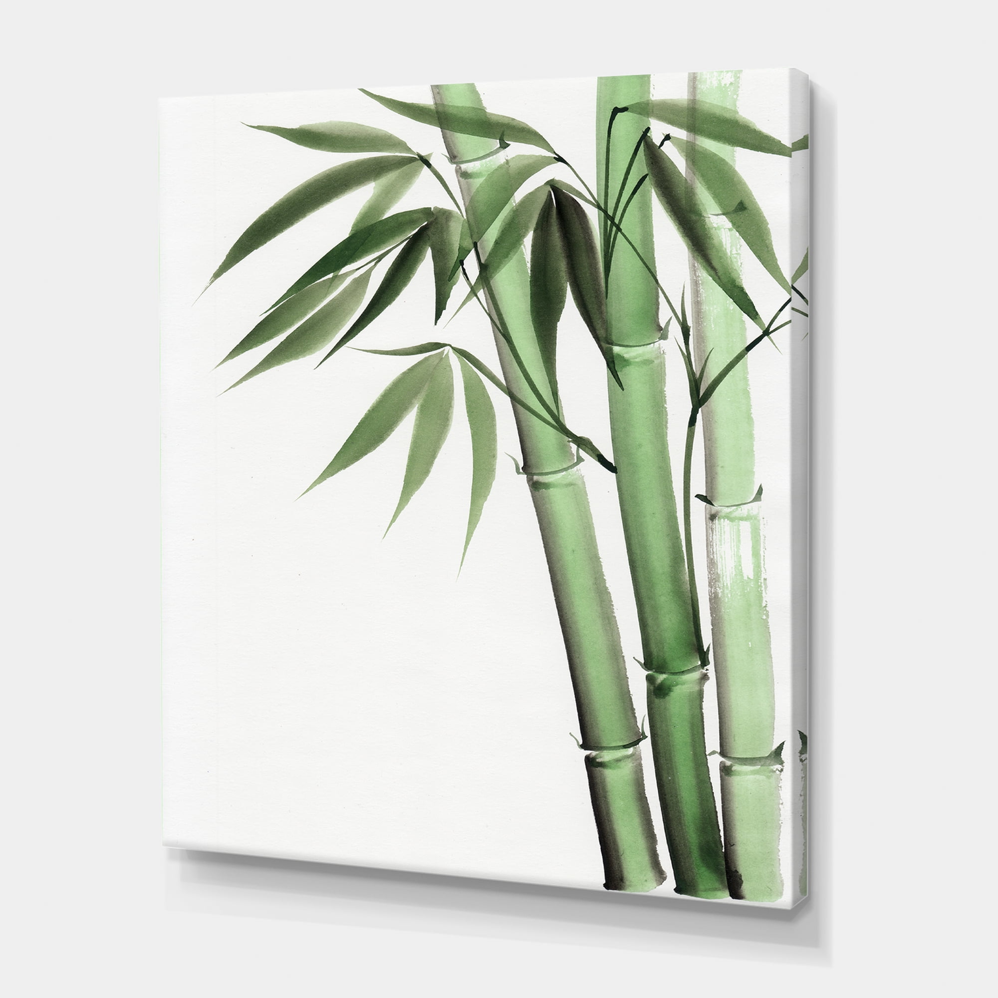 Designart ' Palm Bamboo Detail On White II ' Traditional Canvas Wall Art Print
