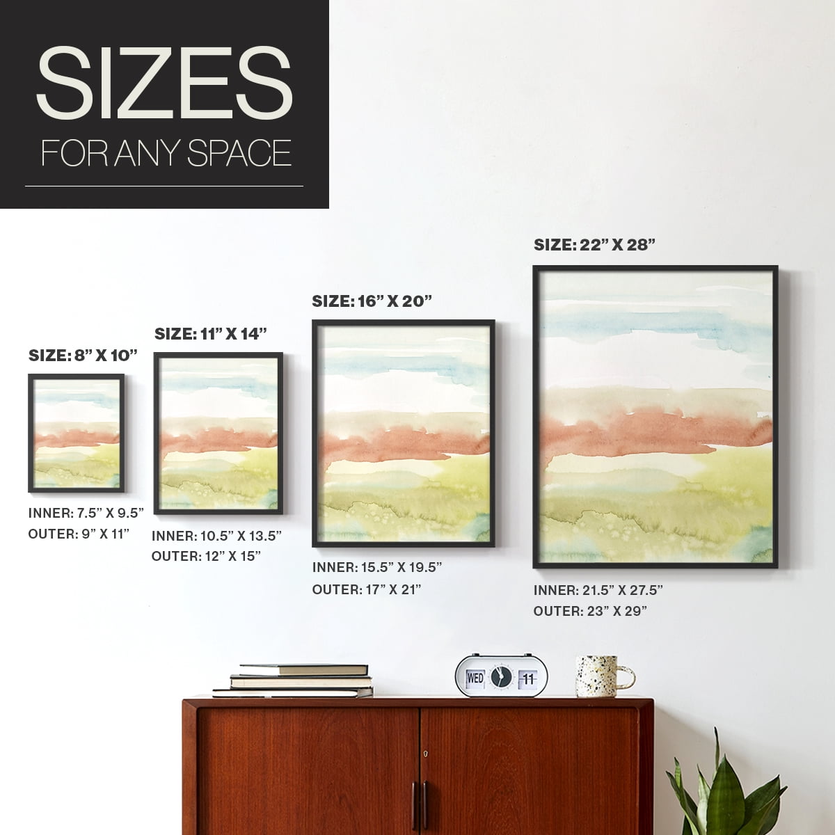 Blushing Sunrise II Framed Print in Black Solid Wood Framed Print No Nail Hanging