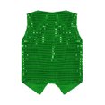 thumbnail image 4 of TSSOE Kids Girls Boys Glittery Sequined Vest Jacket Hip-Hop Street Dance Wear Stage Performance Dark Green 170, 4 of 5