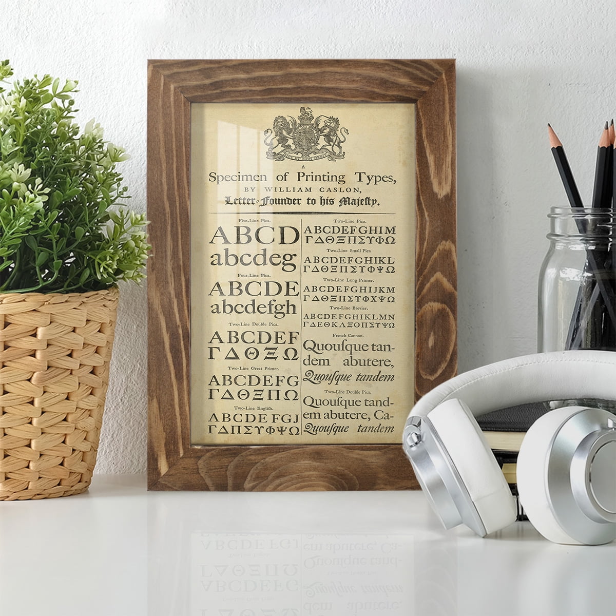 Encyclopediae VI -Framed Print w/glass-Walnut