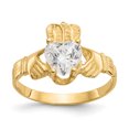 thumbnail image 1 of 14K Yellow Gold April Birthstone Claddagh Ring, 1 of 2