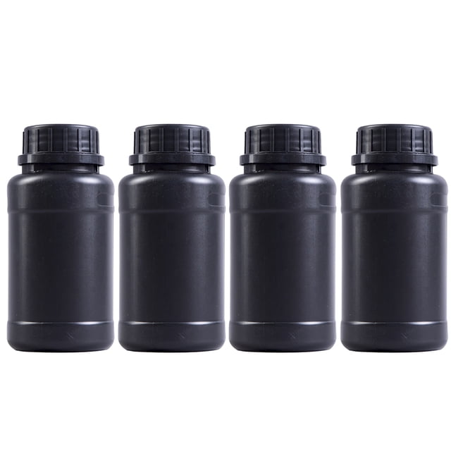 EeaseCA 4pcs Chemical Engineering Bottles Simple Durable Plastic Away From Light Chemical Holders Storage Container (Black)