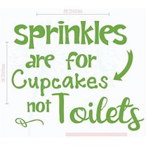 Funny Bathroom Quotes - Sprinkles for Cupcakes not Toilets - Vinyl Lettering Stickers Wall Decals Art 23x19-Inch Lime Green