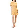 thumbnail image 2 of INSPIRE CHIC Women's Ruffle Peter Pan Collar Casual Button up Checkered Dress XS Yellow, 2 of 5