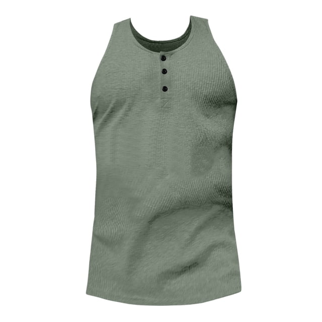Aayomet Débardeurs d'Été pour Hommes Bouton Réglable Sans Manches (Vert, m)