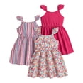 thumbnail image 1 of vigerkar Robes pour Filles Robe pour Tout-Petites Lot de 3 Robe Décontractée de Fête à Imprimé Robe Trapèze Robe d'Été (Rose Vif, 7-8 Ans), 1 of 4