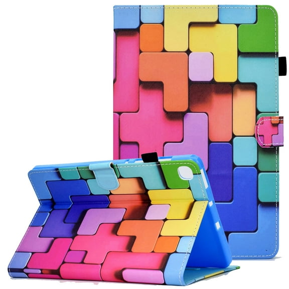 Galaxy Tab S6 Lite 10.4 inch Case 2020, Allytech PU Leather Scratch-Free Case with Auto Sleep/Wake Smart Folio Card Slots Pen Holder Case for Samsung Galaxy Tab S6 Lite T500/T505/T507, Rainbow Cube