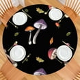 thumbnail image 2 of Backed Round Tablecloth with Botanical Mushroom and Psychedelic Trippy Mushroom Designs, Waterproof and Scratch-Resistant Vinyl, Elastic Edge Fit for Dining, Picnic, Patio, 2 of 6