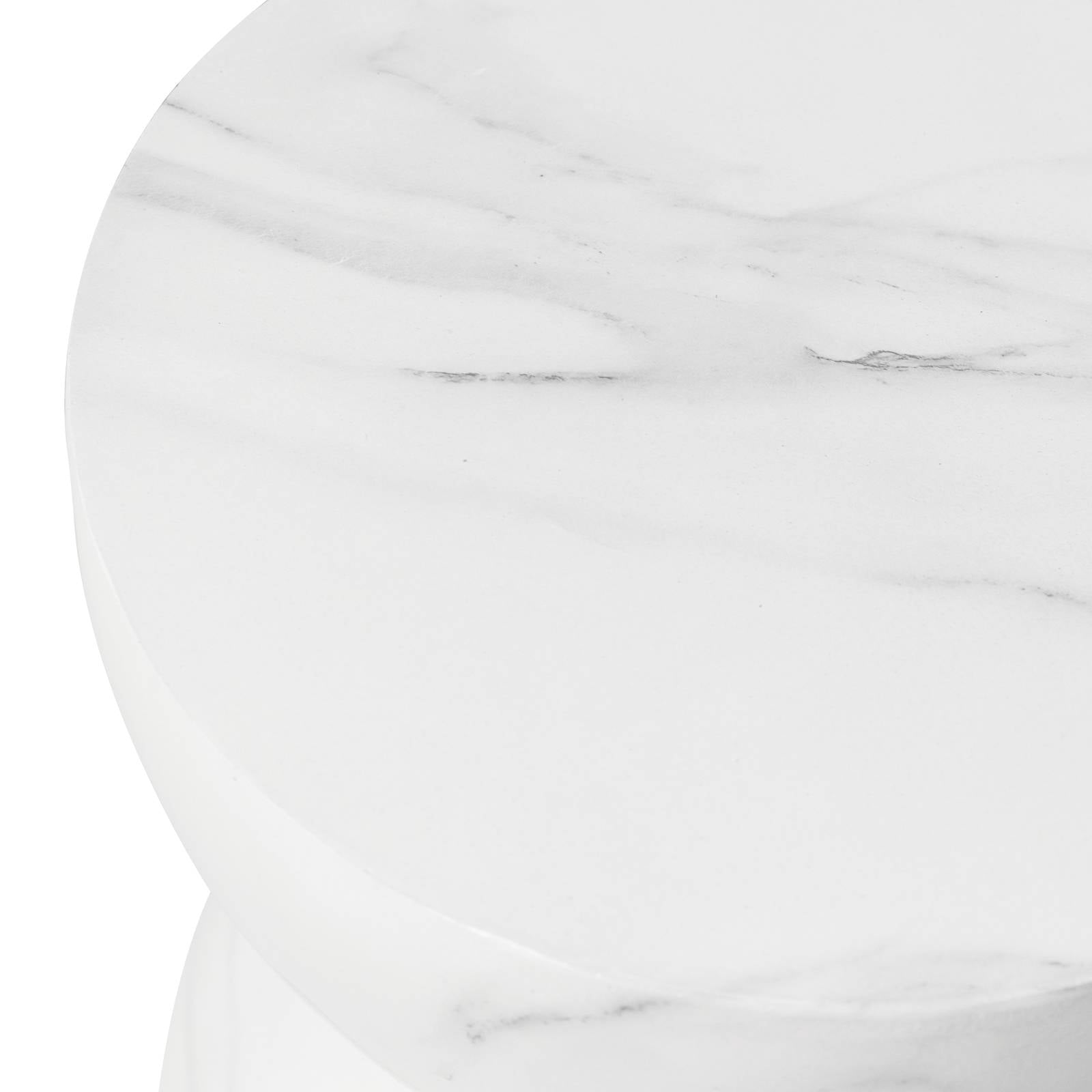 LeisureMod Minimalist Side Table, Fiber stone Round Hourglass Accent End Table Stool for Outdoor Patio, Indoor Home, Living Room Sofa, Weather-Resistant, Sage Series in Marbled White
