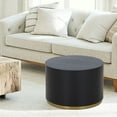 thumbnail image 3 of Kevinplus Black Coffee Table with Gold Rim Bottom End Table Round Wood Side Table for Living Room Bedroom, 3 of 7