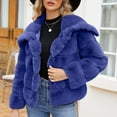 thumbnail image 2 of Fjofpr Winter Coats for Women Clearance Sale Women 2024 Winter Faux Fur Coats Lapel Long Sleeve Womens Ladies Warm Faux Furry Jacket Winter Solid Turn-Down Collar Outerwear, 2 of 4