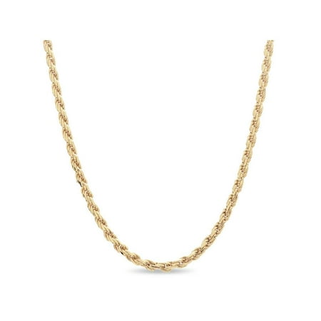 Gold Over Sterling Silver Necklace - Gold over Sterling Silver Diamond Cut Rope Chain Necklace 18 inches