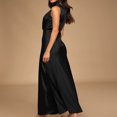 thumbnail image 1 of Vestidos de Fiesta Elegantes de noche largo con abertura lateral y cuello falso para mujer para cóctel Ygjytge Negro T L para Mujer, 1 of 7