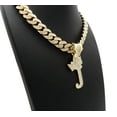 thumbnail image 4 of Stone Stud Crowned Initial Pendant with 12mm 18" Iced Out Miami Cuban Chain Necklace in Gold-Tone, Letter J, 4 of 4