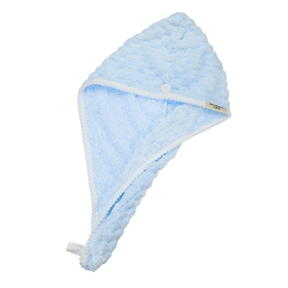 Vocoste Hair Drying Towel Dry Cap Towel Cap Quick Drying Cloud Grid Shape Blue