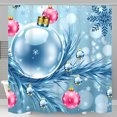 thumbnail image 1 of Shower Curtain with Translucent Blue Bauble & Gold Ornament Festive Holiday Decor for a Magical Christmas, 1 of 4