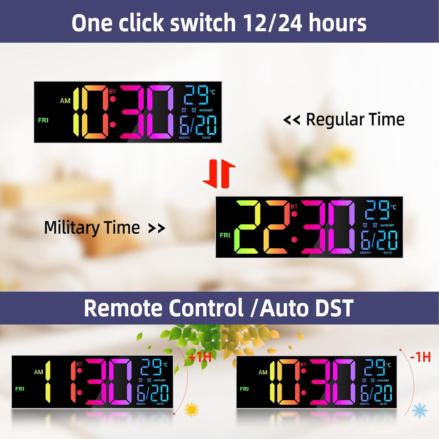 Maxstar Digital Clock for Classroom with Large Numbers - 16 Inch Battery Operated Wall Clock, Easy to Read Display for School, Office, Home Kitchen