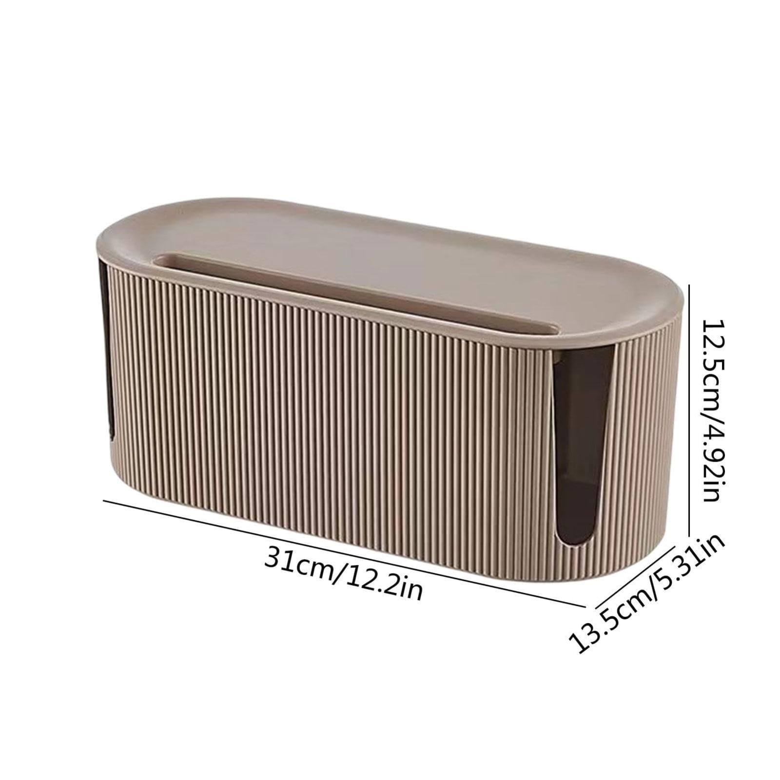 AUDeals Cable Management Box for Desk, Cord Organizer with Groove Cover, Plastic Cord Hider Box for TV, Computer, Router, Power Socket Storage Box for Games Console Cables, for Office Home