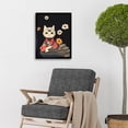 thumbnail image 2 of Cute White Cat In Red Kimono Sitting On A Rock With Flowers Art Print Framed Poster Wall Decor 12x16 inch, 2 of 5