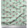 thumbnail image 1 of Soimoi Green Heavy Canvas Fabric Peach Rose Watercolor Printed Craft Fabric by The Yard 58 Inch Wide, 1 of 3