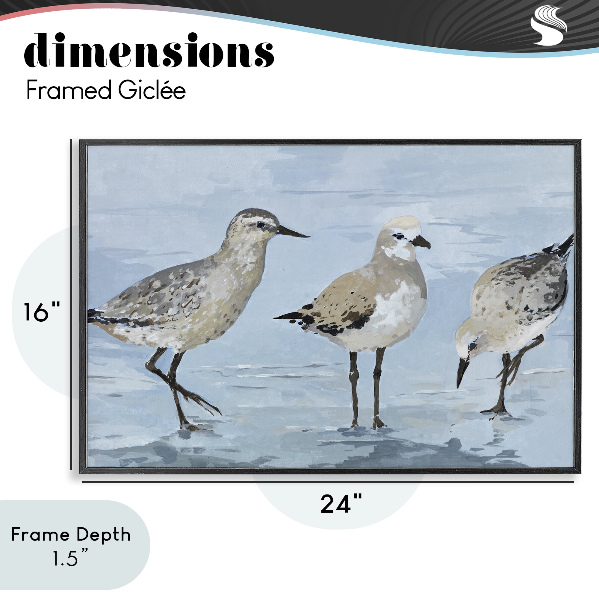 Stupell Industries Sandpipers Beach Coastal Scene Black Framed Giclee Art, design by Lorenzo Collective