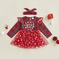 thumbnail image 4 of Douhoow Toddler Baby Girls Christmas Tulle Dresses Long Sleeve Ruffle Plaid Dress, 4 of 9