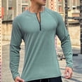 thumbnail image 3 of Tawop Long Sleeve Shirts for Men Crew Neck Solid Zip Green 2XL, 3 of 3